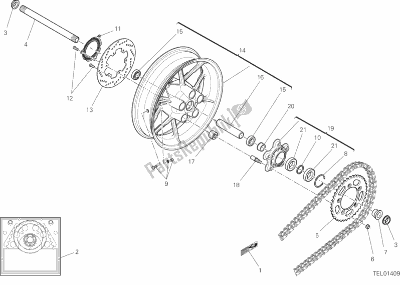 Toutes les pièces pour le Roue Arrière du Ducati Scrambler 1100 Sport Thailand 2020